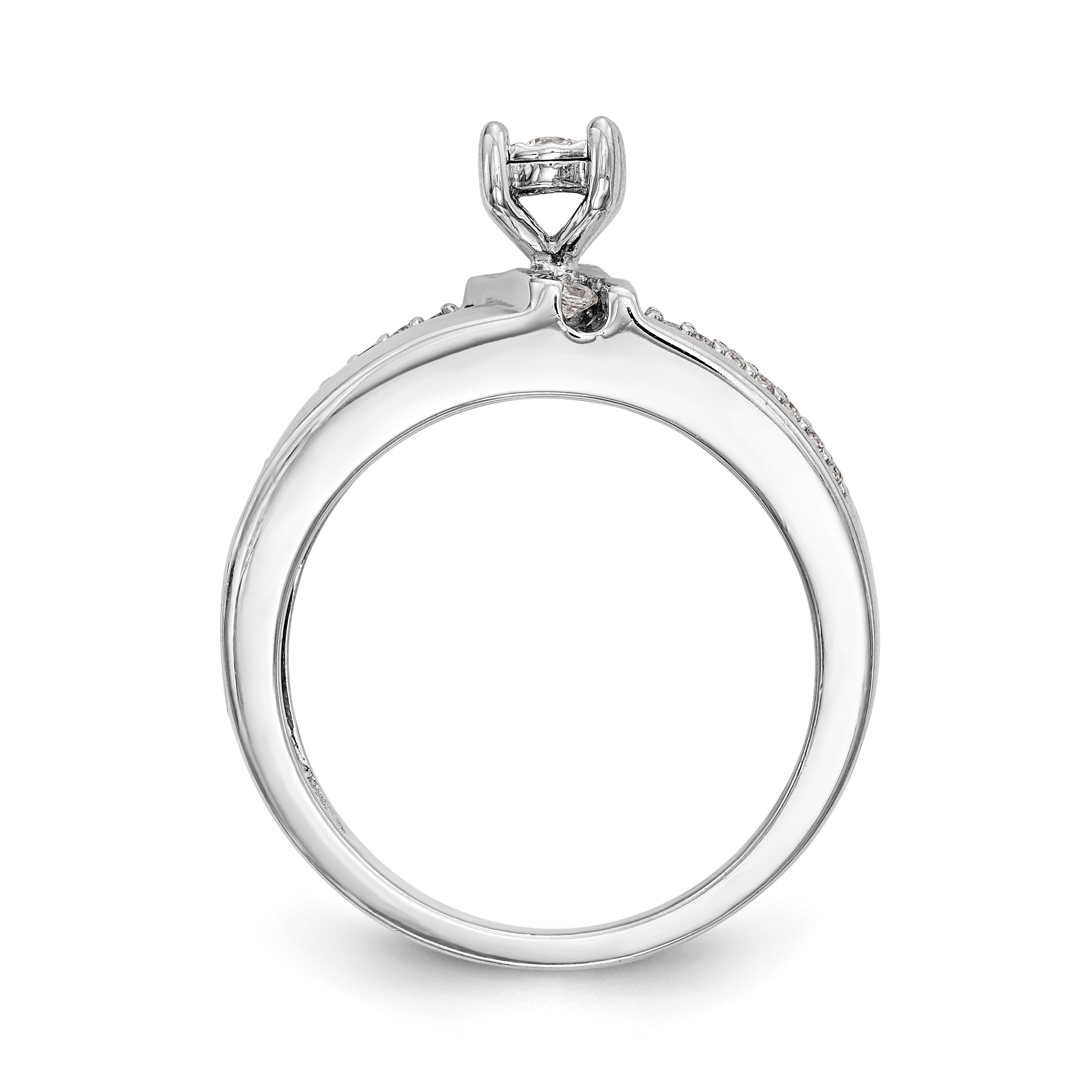 14K Weißgold Diamant-Trio Verlobungsring komplett