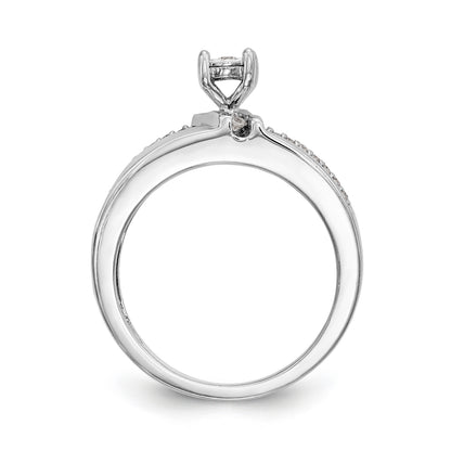 14K Weißgold Diamant-Trio Verlobungsring komplett