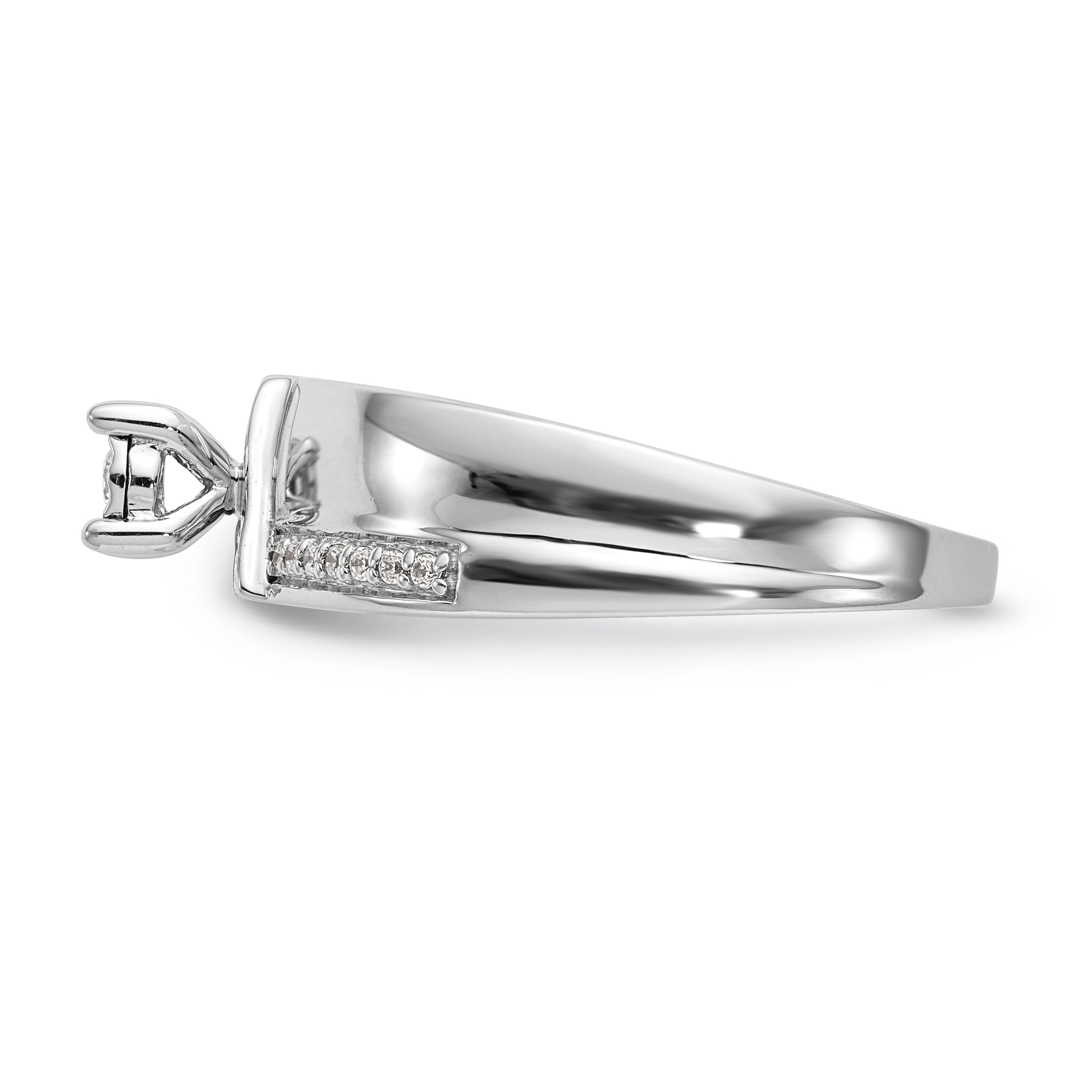 14K Weißgold Diamant-Trio Verlobungsring komplett
