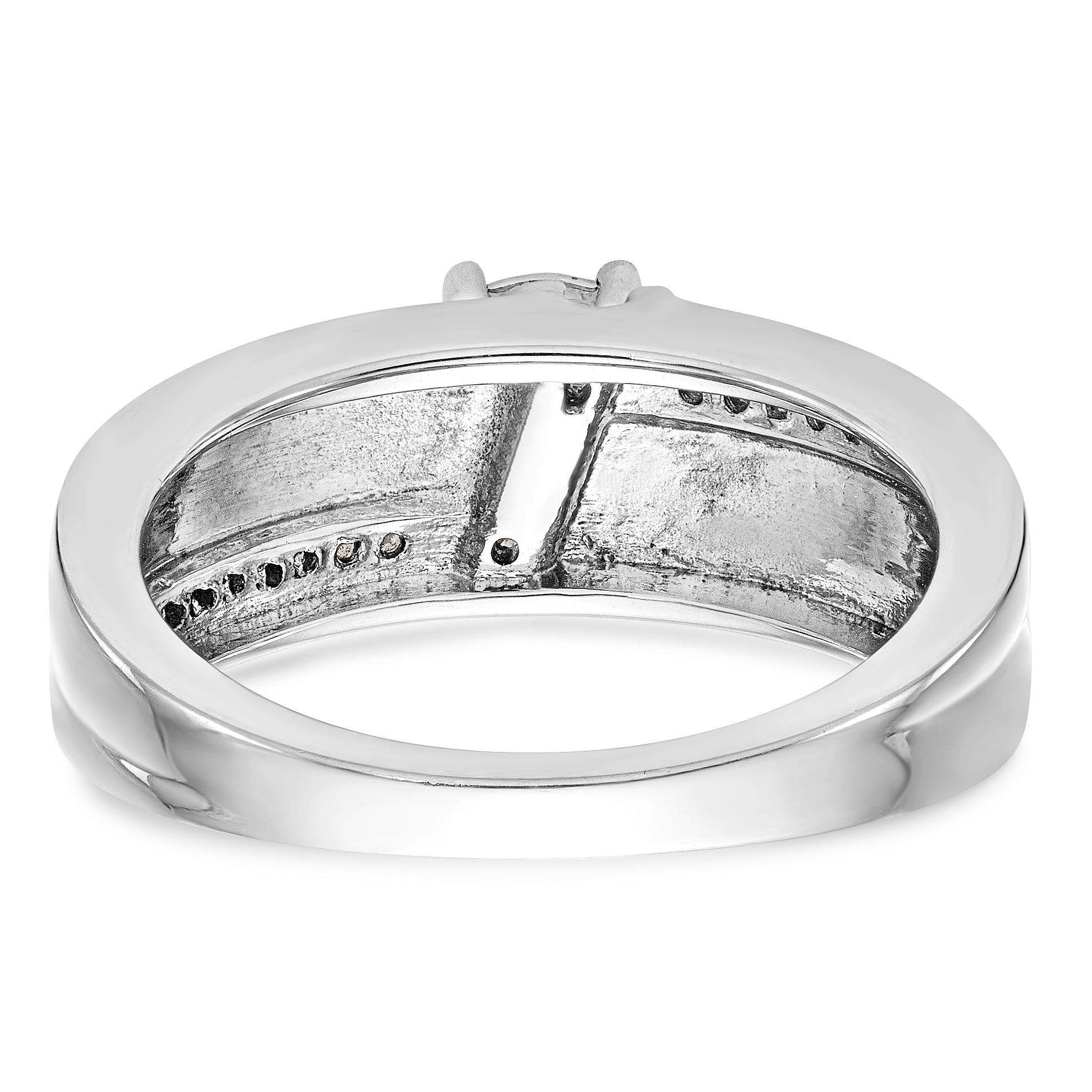 14K Weißgold Diamant-Trio Verlobungsring komplett