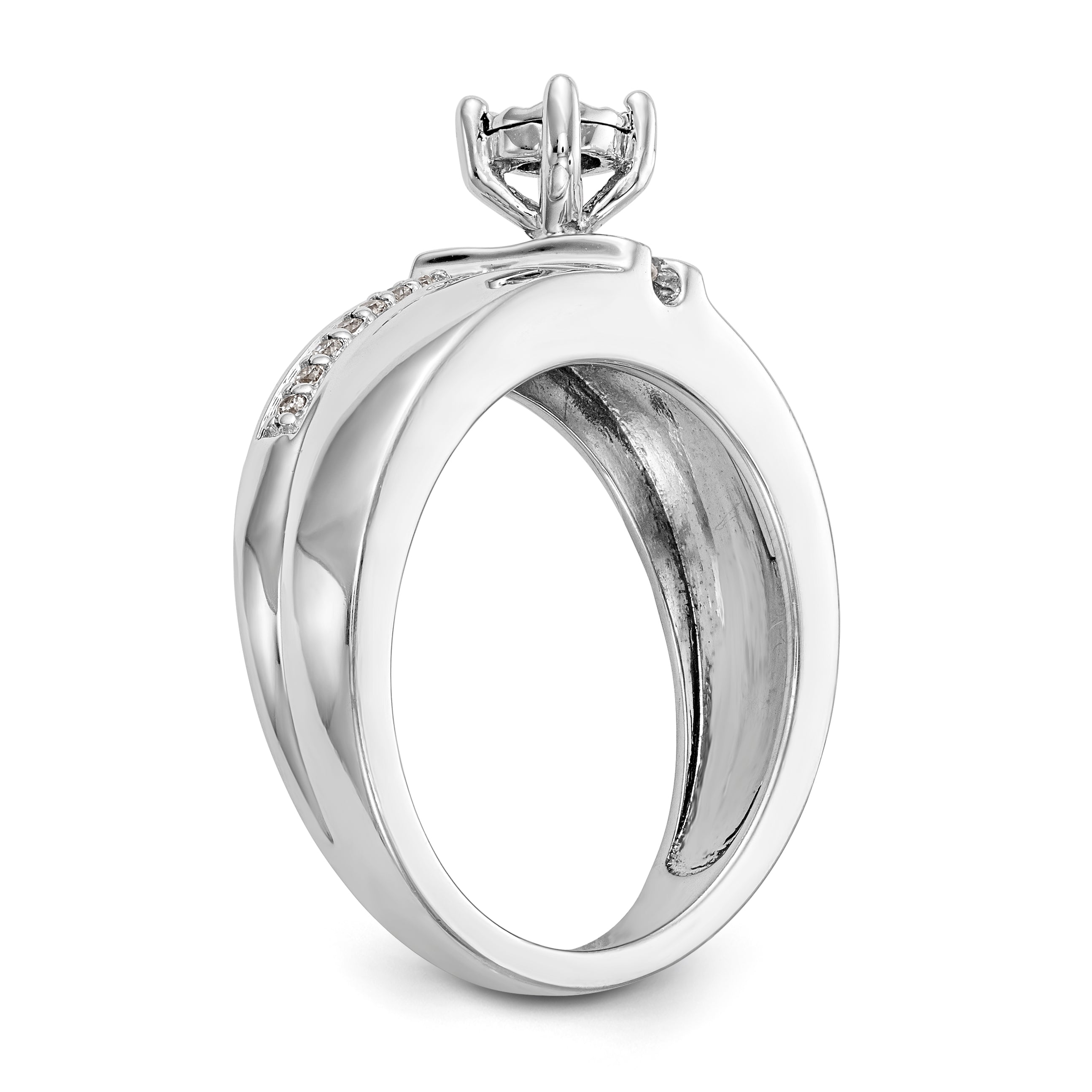 14K Weißgold Diamant-Trio Verlobungsring komplett