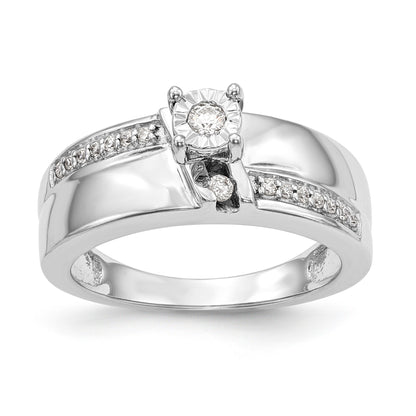 14K Weißgold Diamant-Trio Verlobungsring komplett