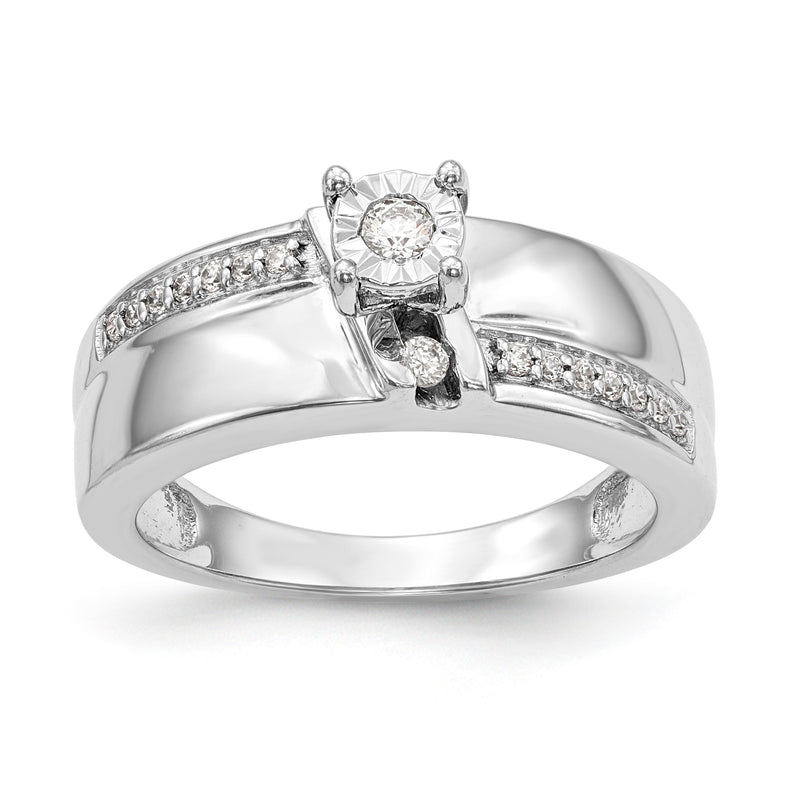 14K Weißgold Diamant-Trio Verlobungsring komplett