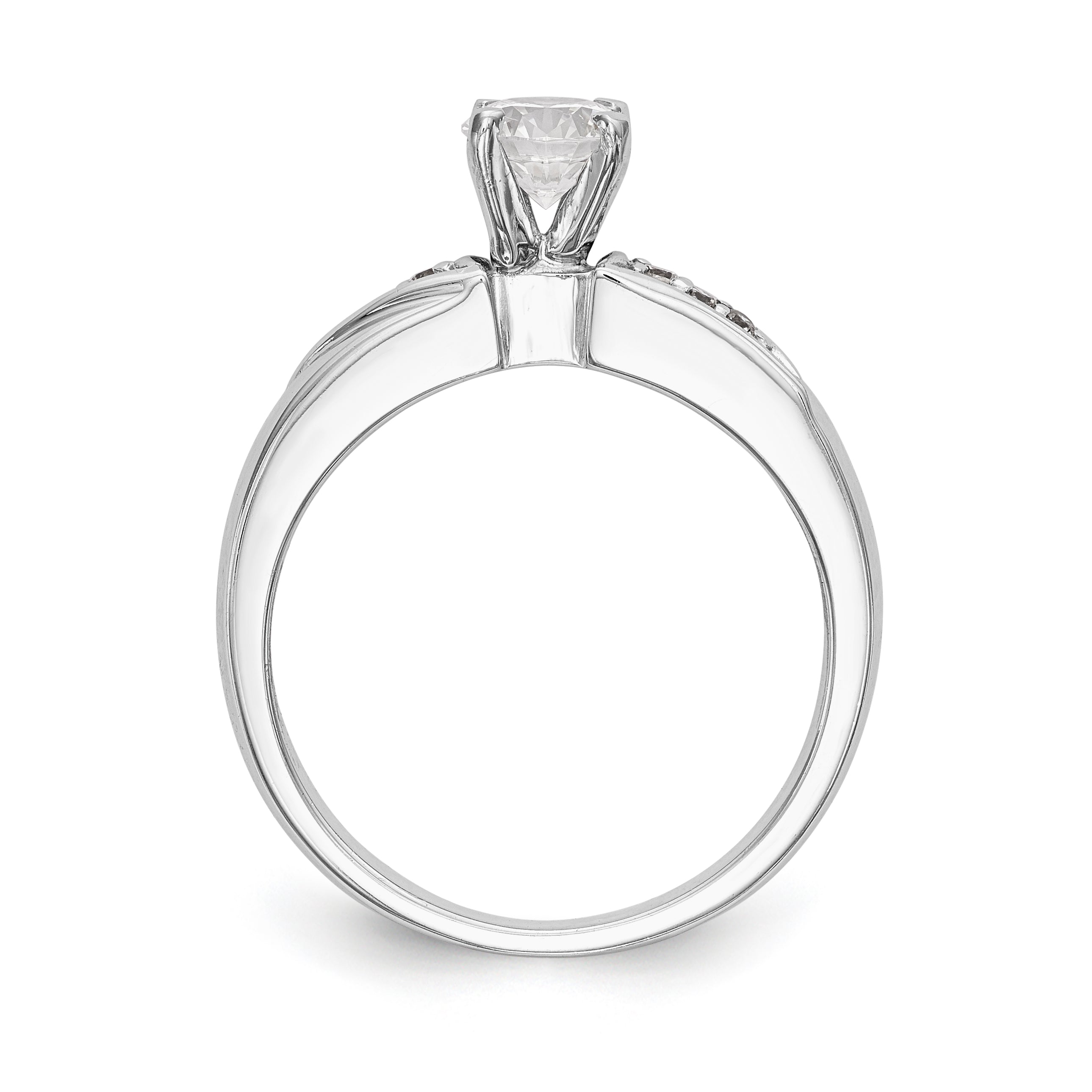 14K Weißgold Verlobungsring-Trio mit rundem simuliertem Diamanten