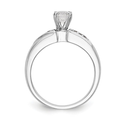 14K Weißgold Verlobungsring-Trio mit rundem simuliertem Diamanten
