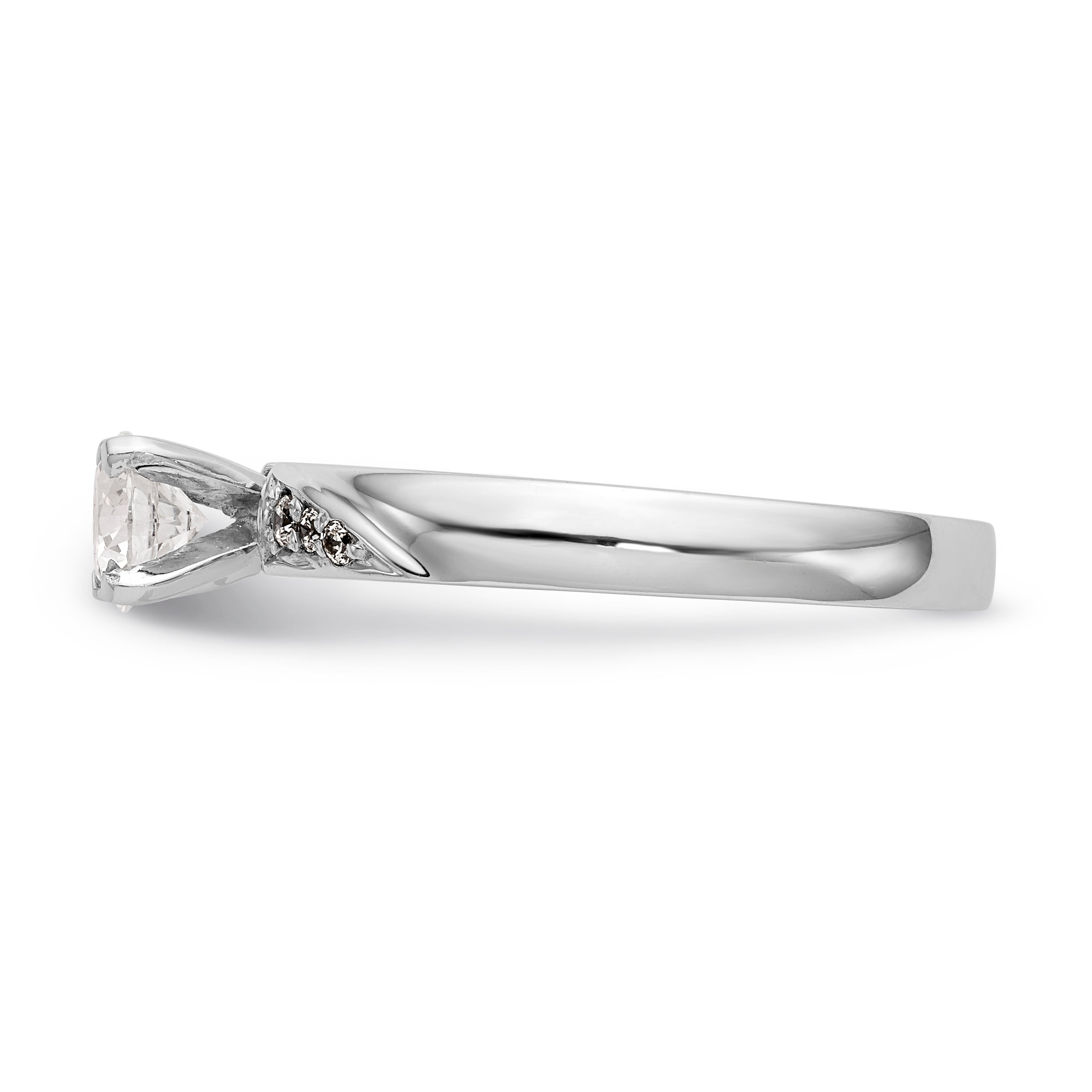 14K Weißgold Verlobungsring-Trio mit rundem simuliertem Diamanten