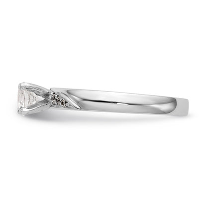 14K Weißgold Verlobungsring-Trio mit rundem simuliertem Diamanten