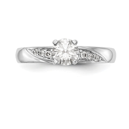 14K Weißgold Verlobungsring-Trio mit rundem simuliertem Diamanten