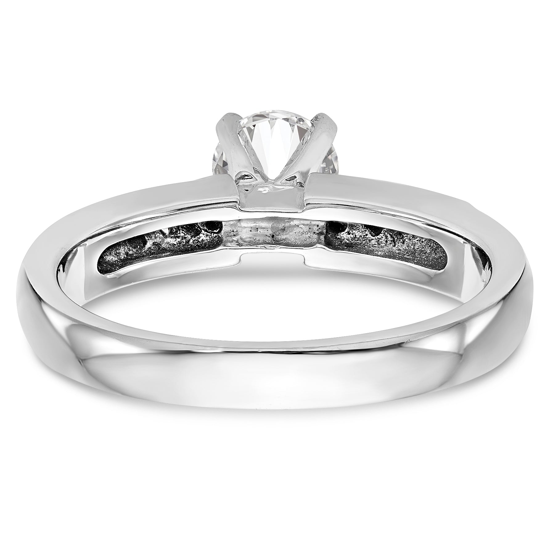 14K Weißgold Verlobungsring-Trio mit rundem simuliertem Diamanten