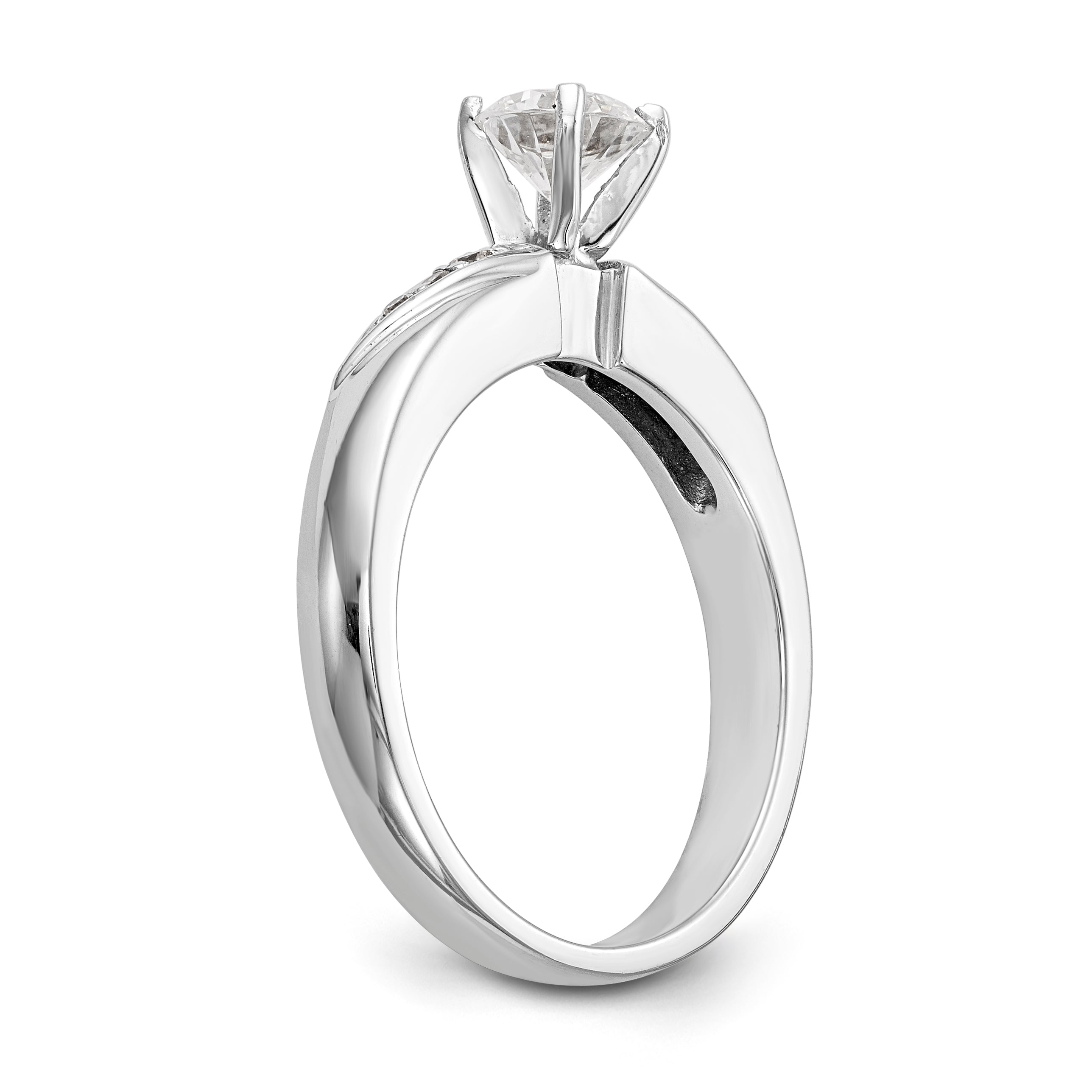 14K Weißgold Verlobungsring-Trio mit rundem simuliertem Diamanten