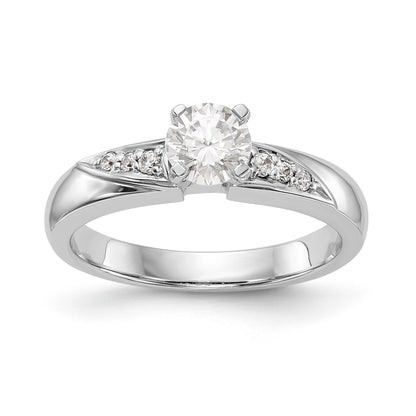 14K Weißgold Verlobungsring-Trio mit rundem simuliertem Diamanten