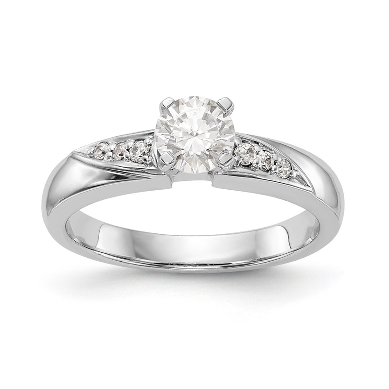 14K Weißgold Verlobungsring-Trio mit rundem simuliertem Diamanten