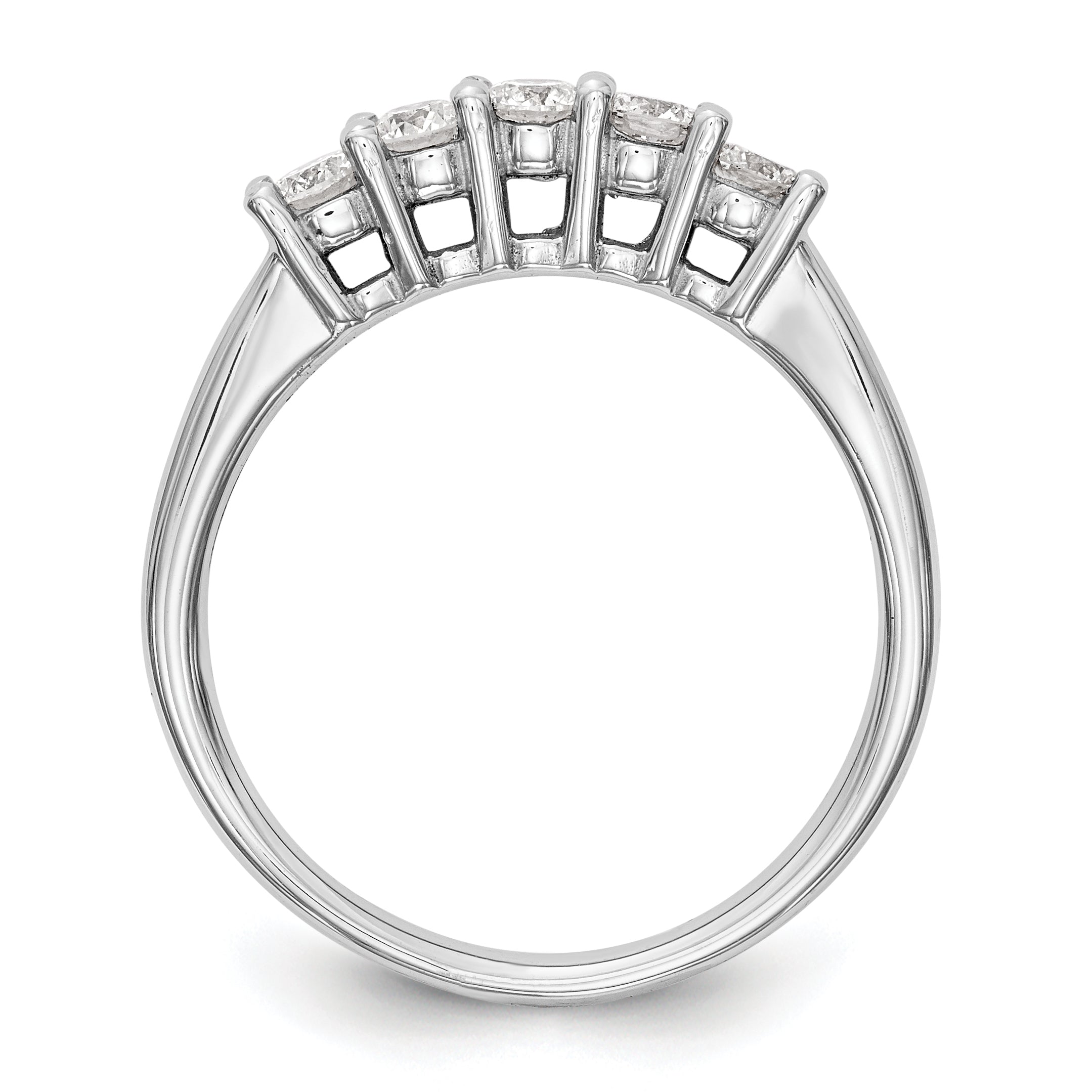 14K Weißgold Diamant-Ring mit 5 Steinen