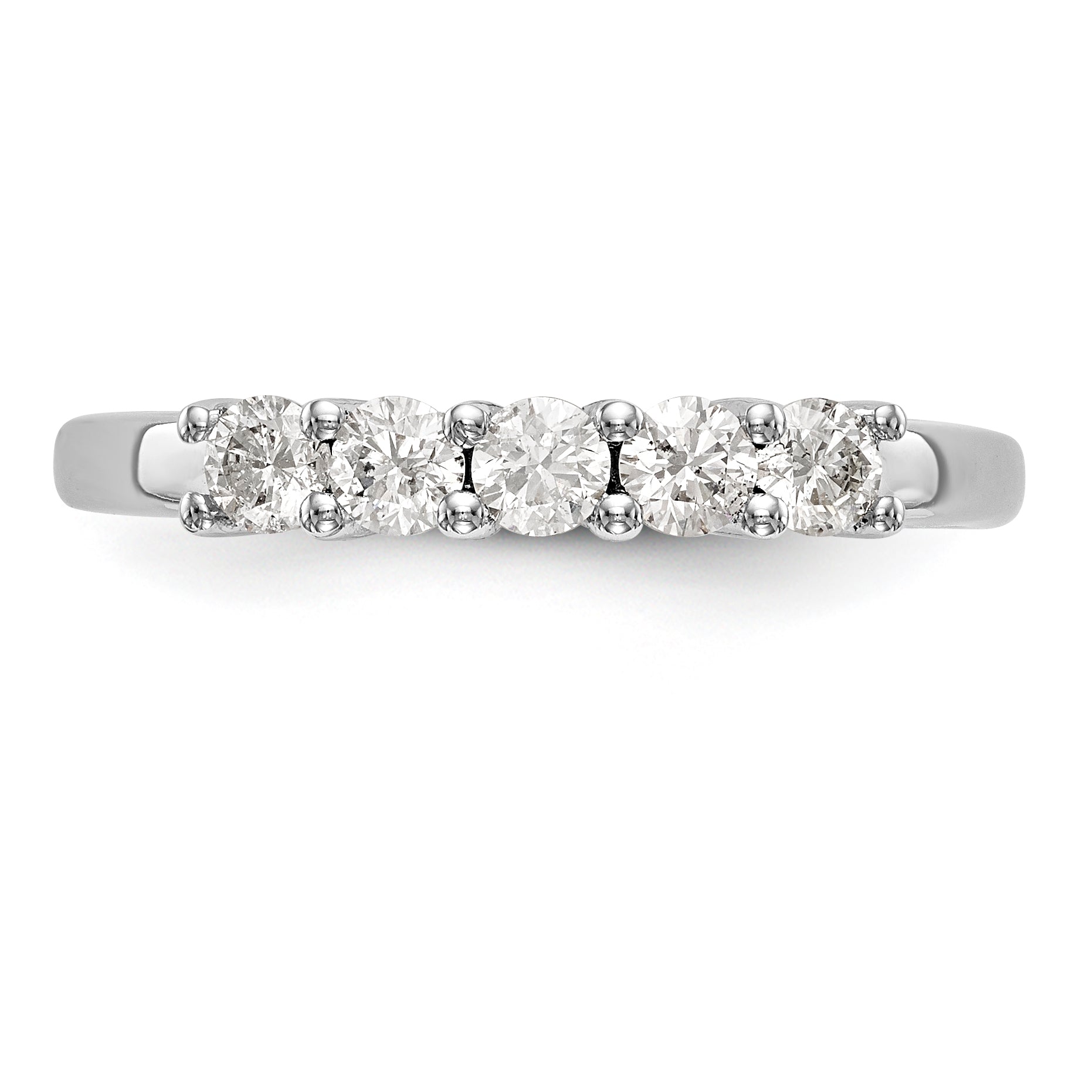 14K Weißgold Diamant-Ring mit 5 Steinen
