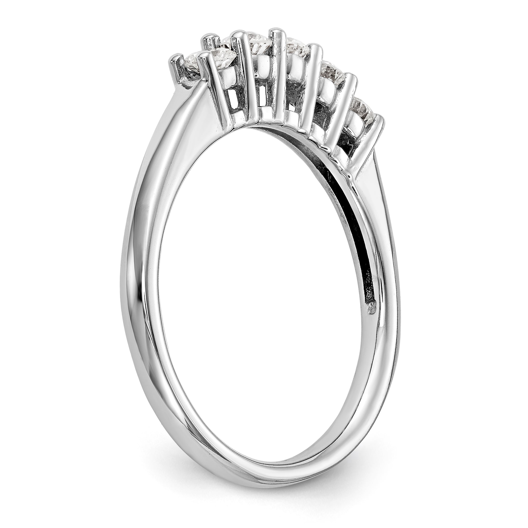 14K Weißgold Diamant-Ring mit 5 Steinen