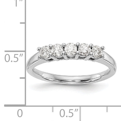 14K Weißgold Diamant-Ring mit 5 Steinen