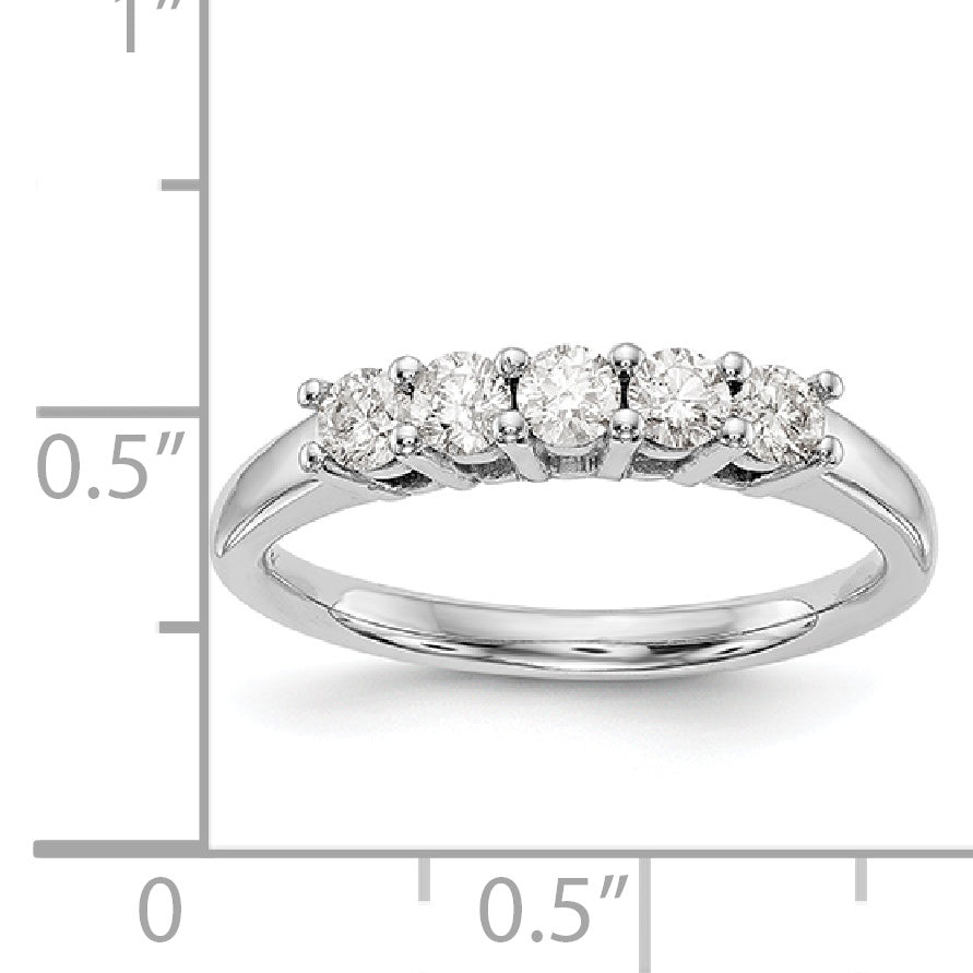 14K Weißgold Diamant-Ring mit 5 Steinen