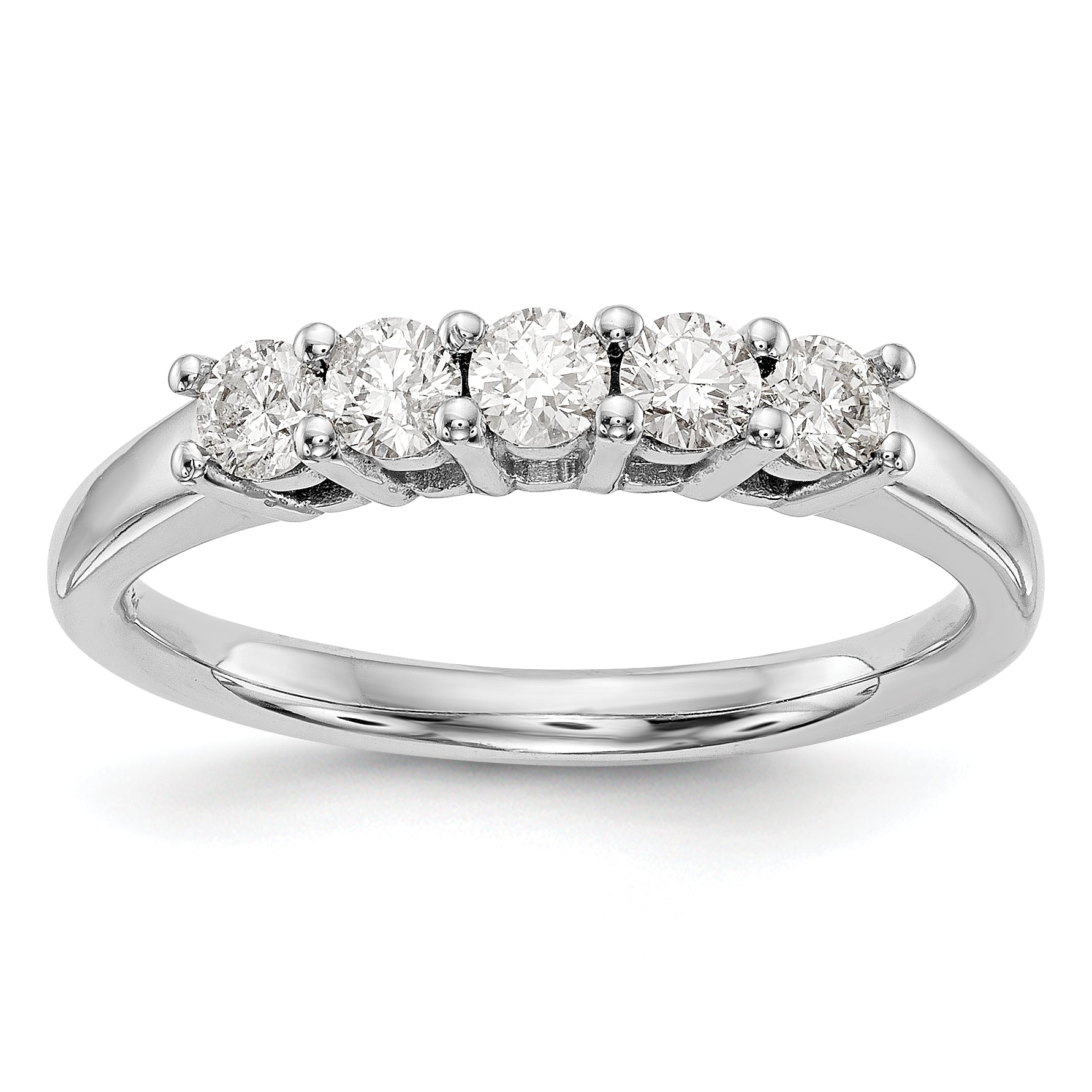 14K Weißgold Diamant-Ring mit 5 Steinen