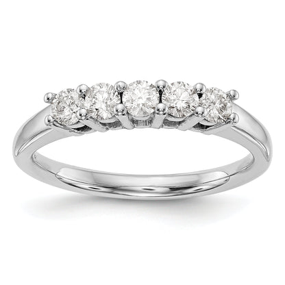 14K Weißgold Diamant-Ring mit 5 Steinen