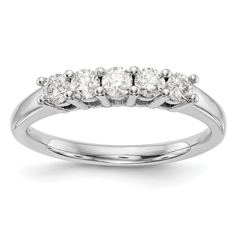 14K Weißgold Diamant-Ring mit 5 Steinen