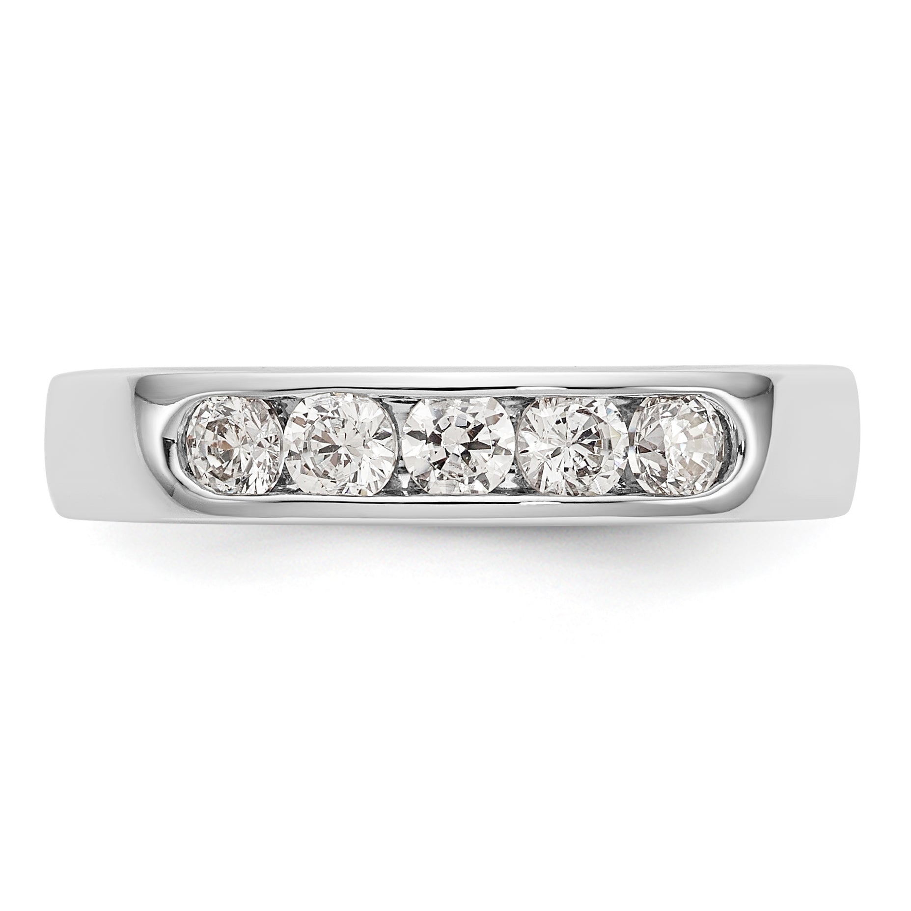14K Weißgold 5-Stein-Diamantring mit Kanalfassung