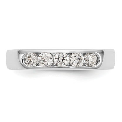 14K Weißgold 5-Stein-Diamantring mit Kanalfassung