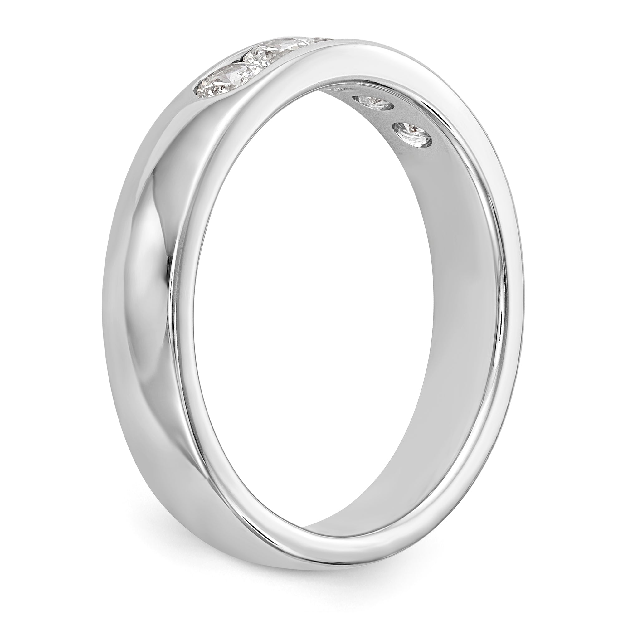 14K Weißgold 5-Stein-Diamantring mit Kanalfassung