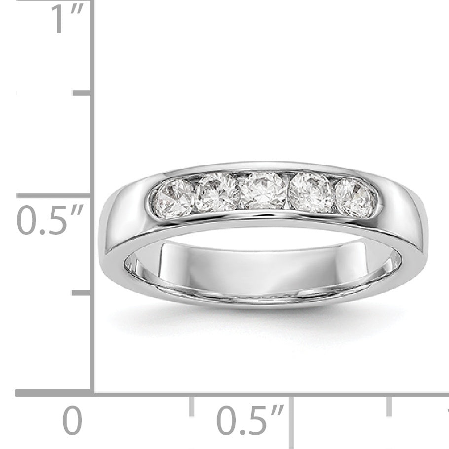 14K Weißgold 5-Stein-Diamantring mit Kanalfassung
