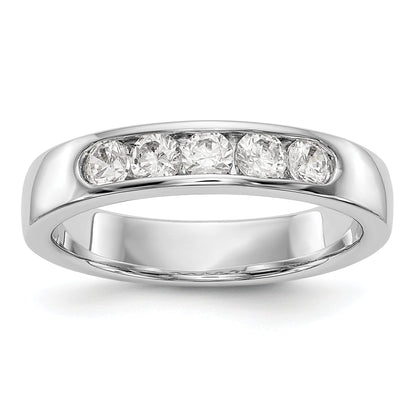 14K Weißgold 5-Stein-Diamantring mit Kanalfassung