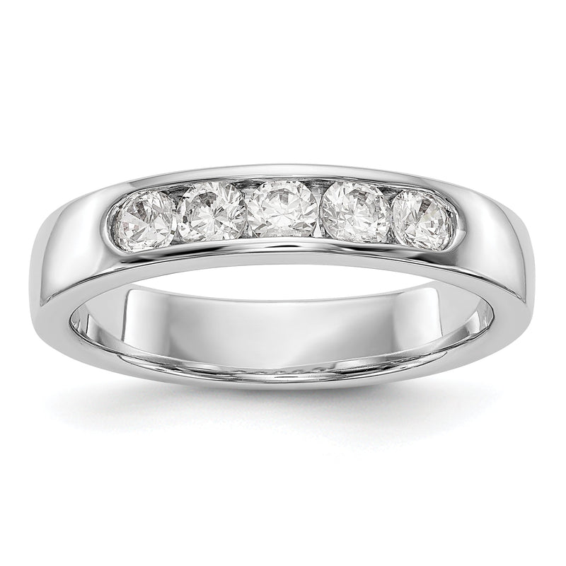 14K Weißgold 5-Stein-Diamantring mit Kanalfassung