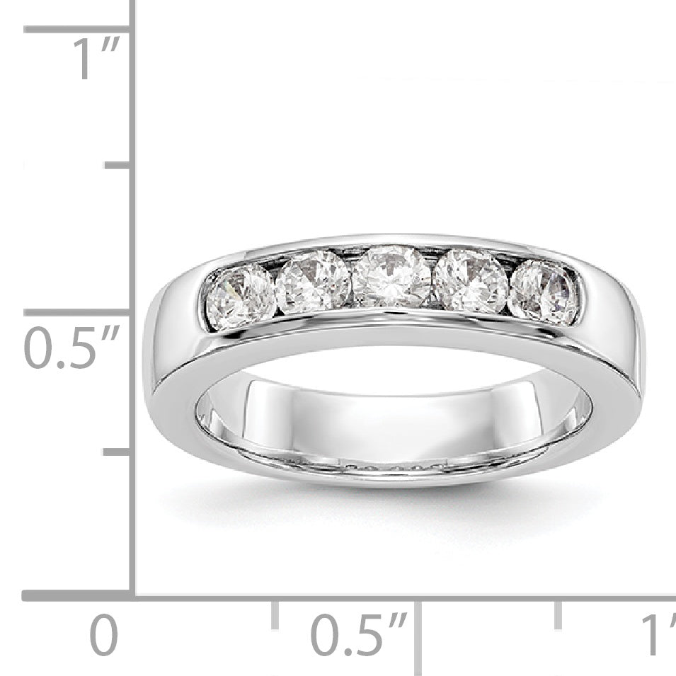 14K Weißgold Ring mit 5 Diamanten in Kanalfassung