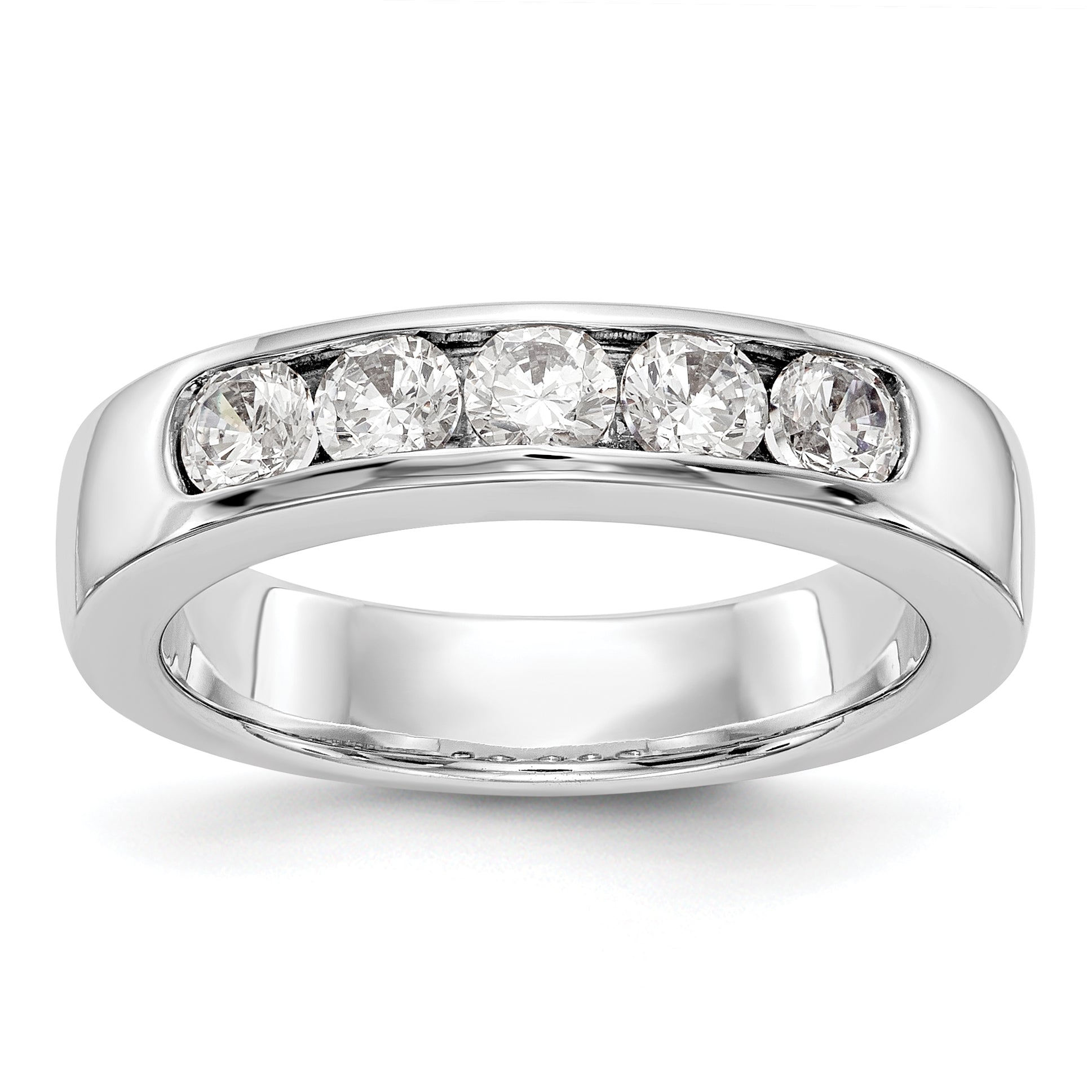 14K Weißgold Ring mit 5 Diamanten in Kanalfassung