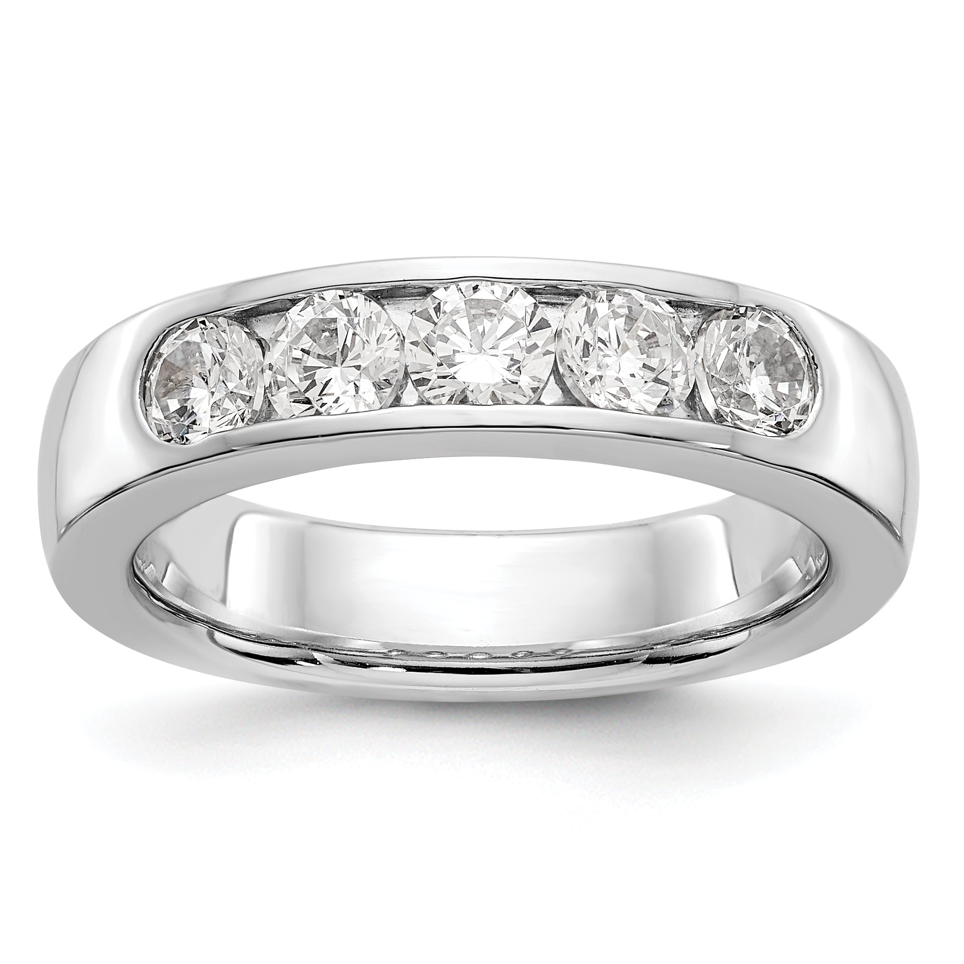 585 Weißgold Diamant-Ring mit 5 Steinen, kanalgefasst