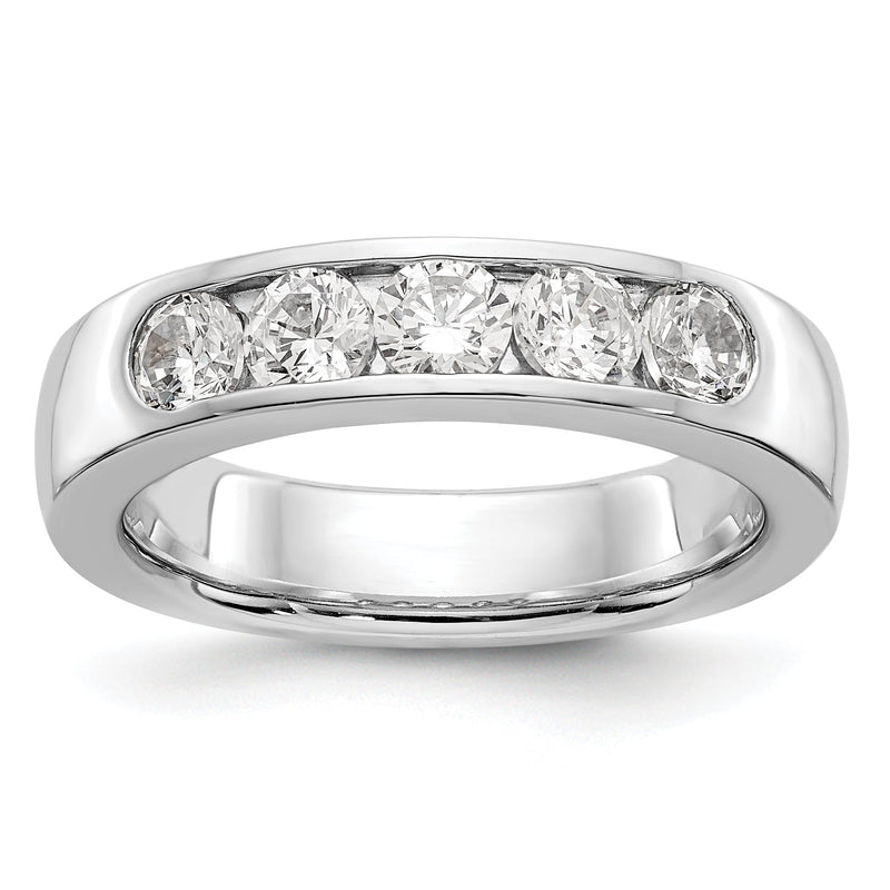 585 Weißgold Diamant-Ring mit 5 Steinen, kanalgefasst