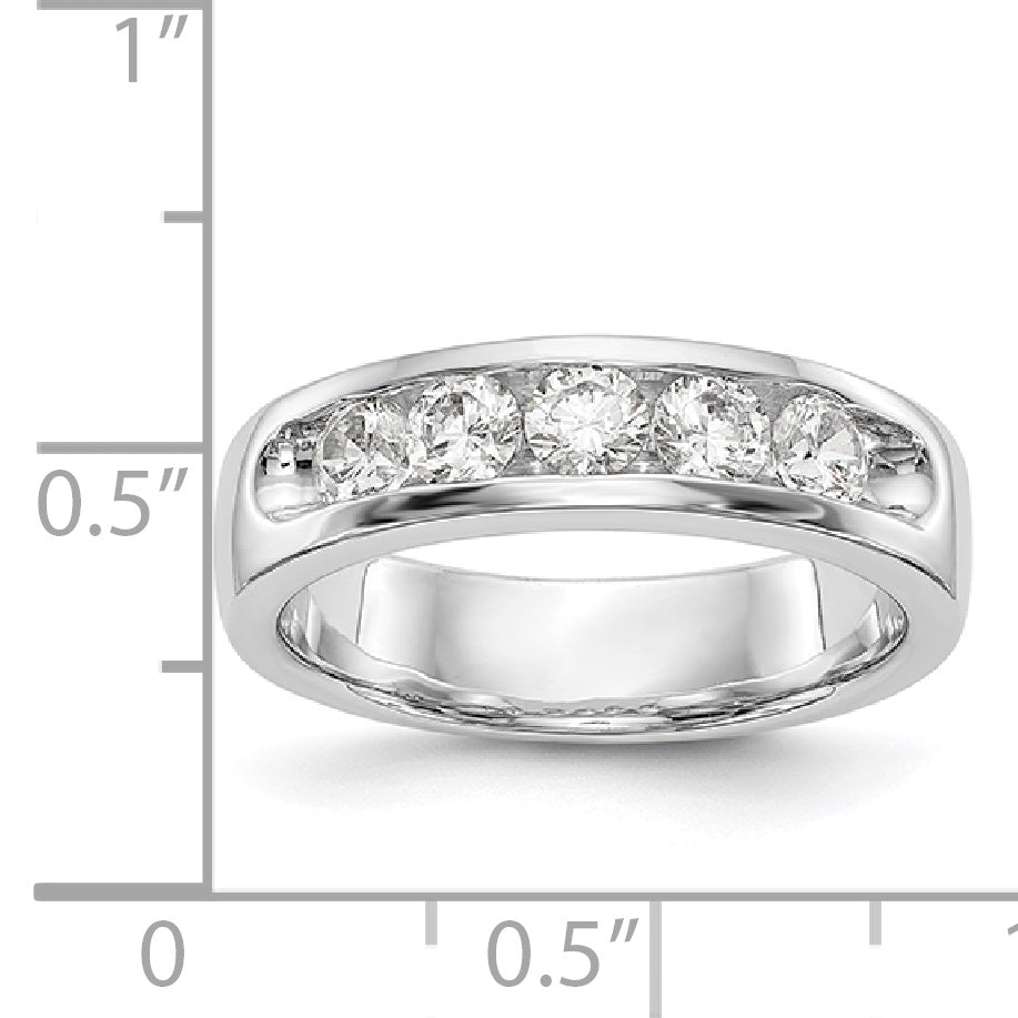 14K Weißgold Diamant-Ring mit 5 Steinen in Kanalfassung