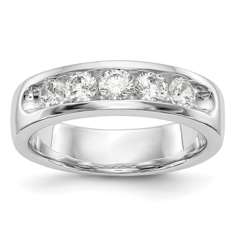 14K Weißgold Diamant-Ring mit 5 Steinen in Kanalfassung