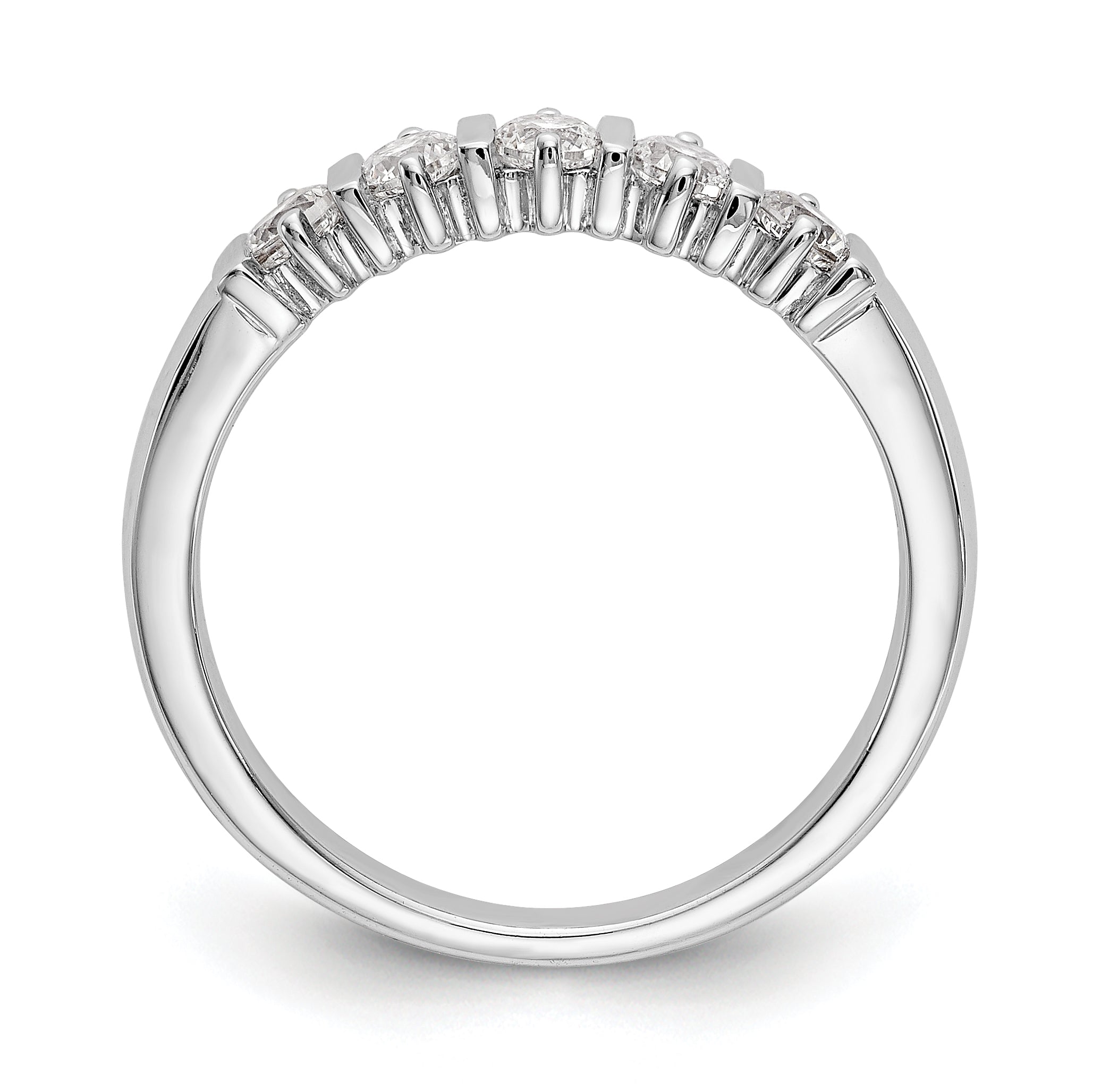 14K Weißgold Diamant Ring mit 5 Steinen