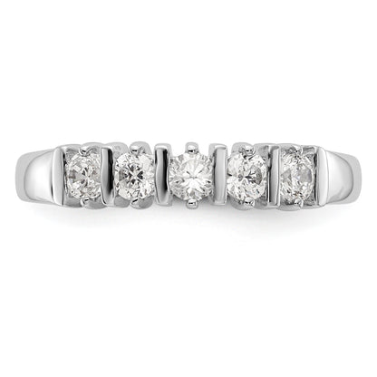 14K Weißgold Diamant Ring mit 5 Steinen