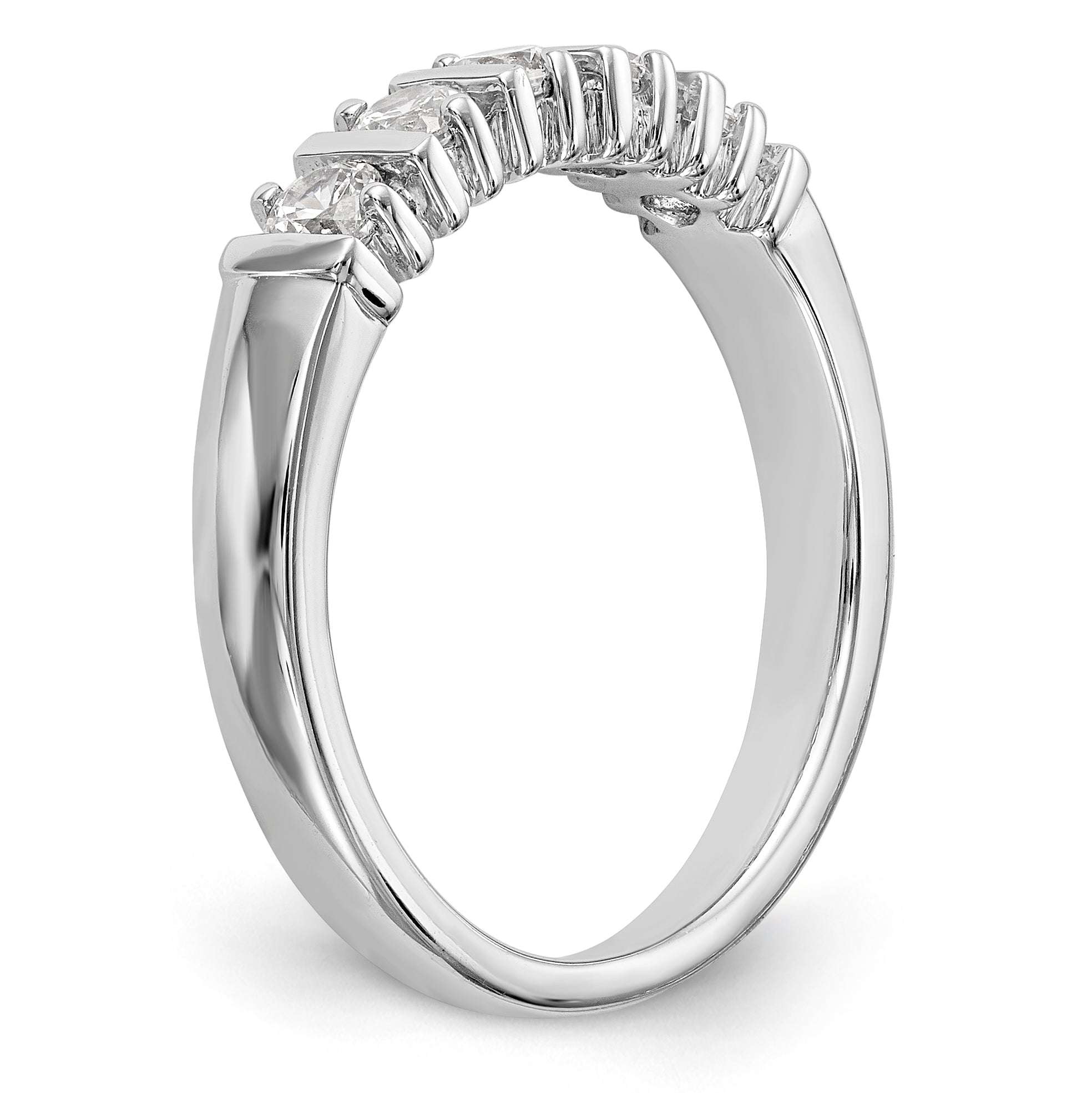 14K Weißgold Diamant Ring mit 5 Steinen