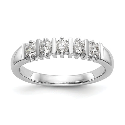 14K Weißgold Diamant Ring mit 5 Steinen