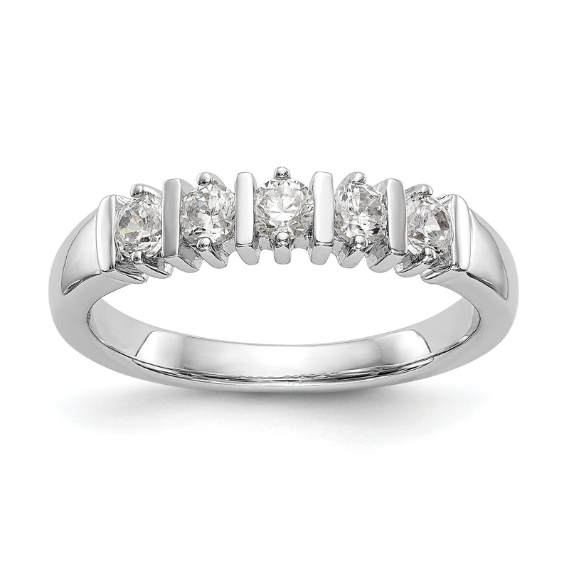 14K Weißgold Diamant Ring mit 5 Steinen