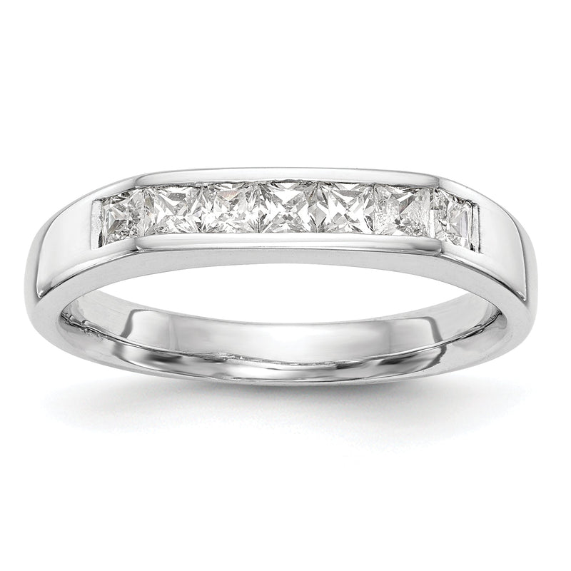 14K Weißgold Ring mit 7 Diamanten in Kanalfassung