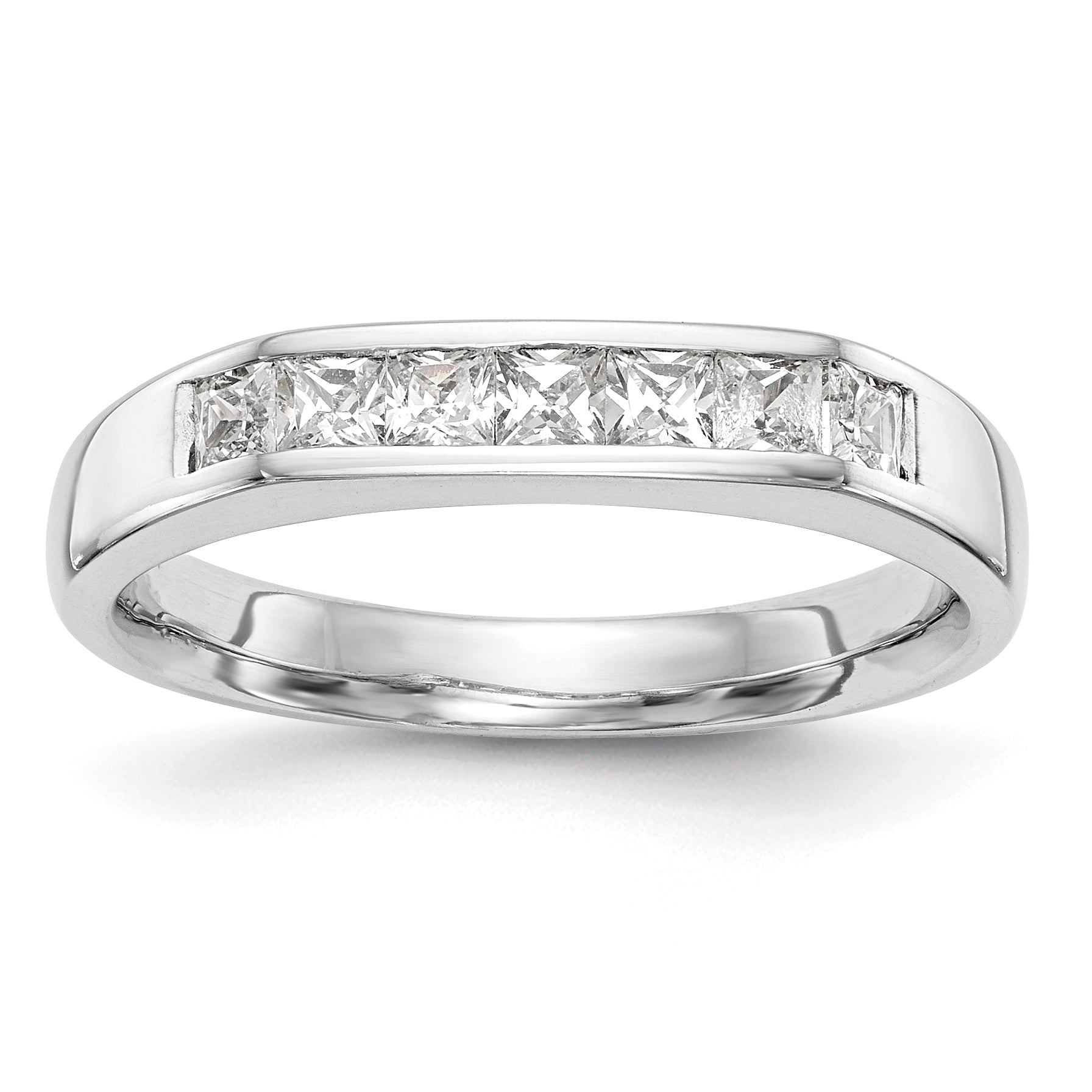 14K Weißgold Ring mit 7 Diamanten in Kanalfassung