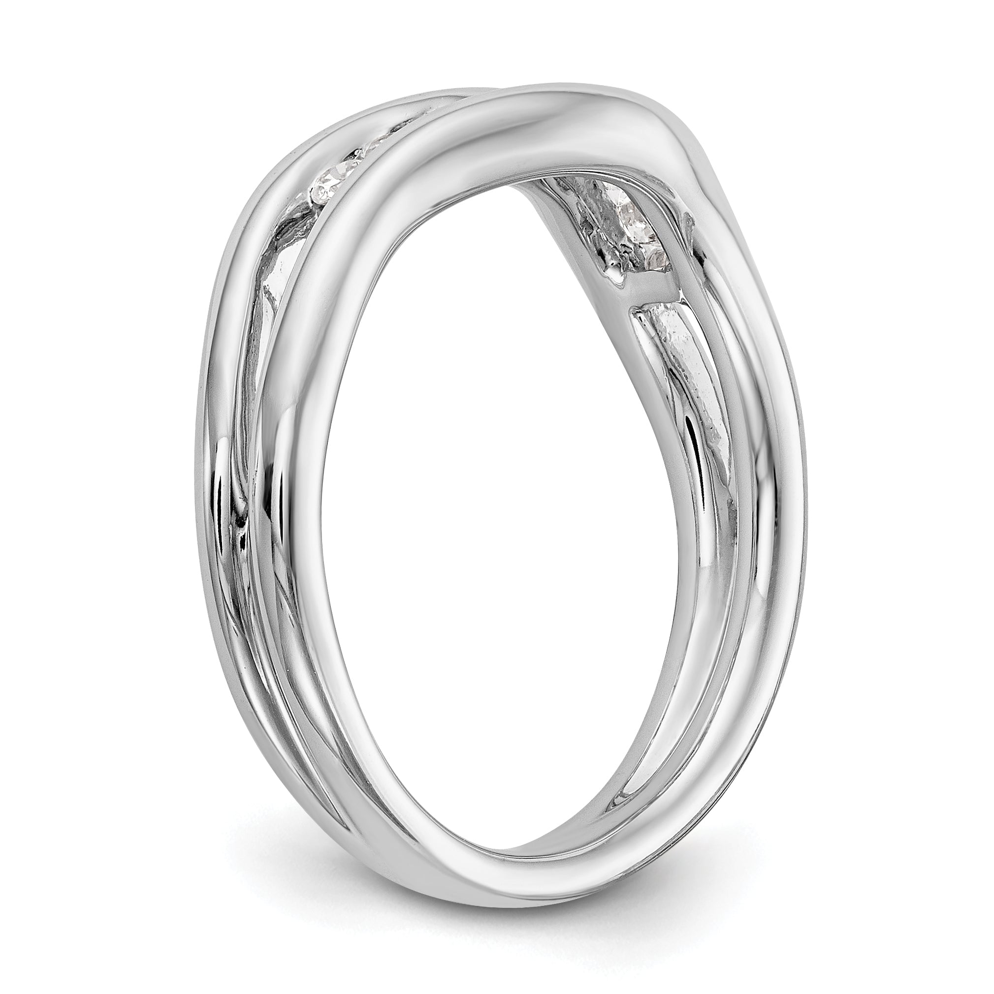 14K Weißgold Ring mit Diamanten in Kanalfassung