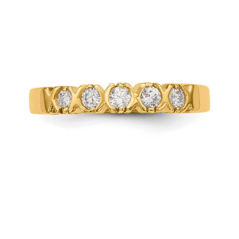 14K Weißgold Ring mit 5 Diamanten