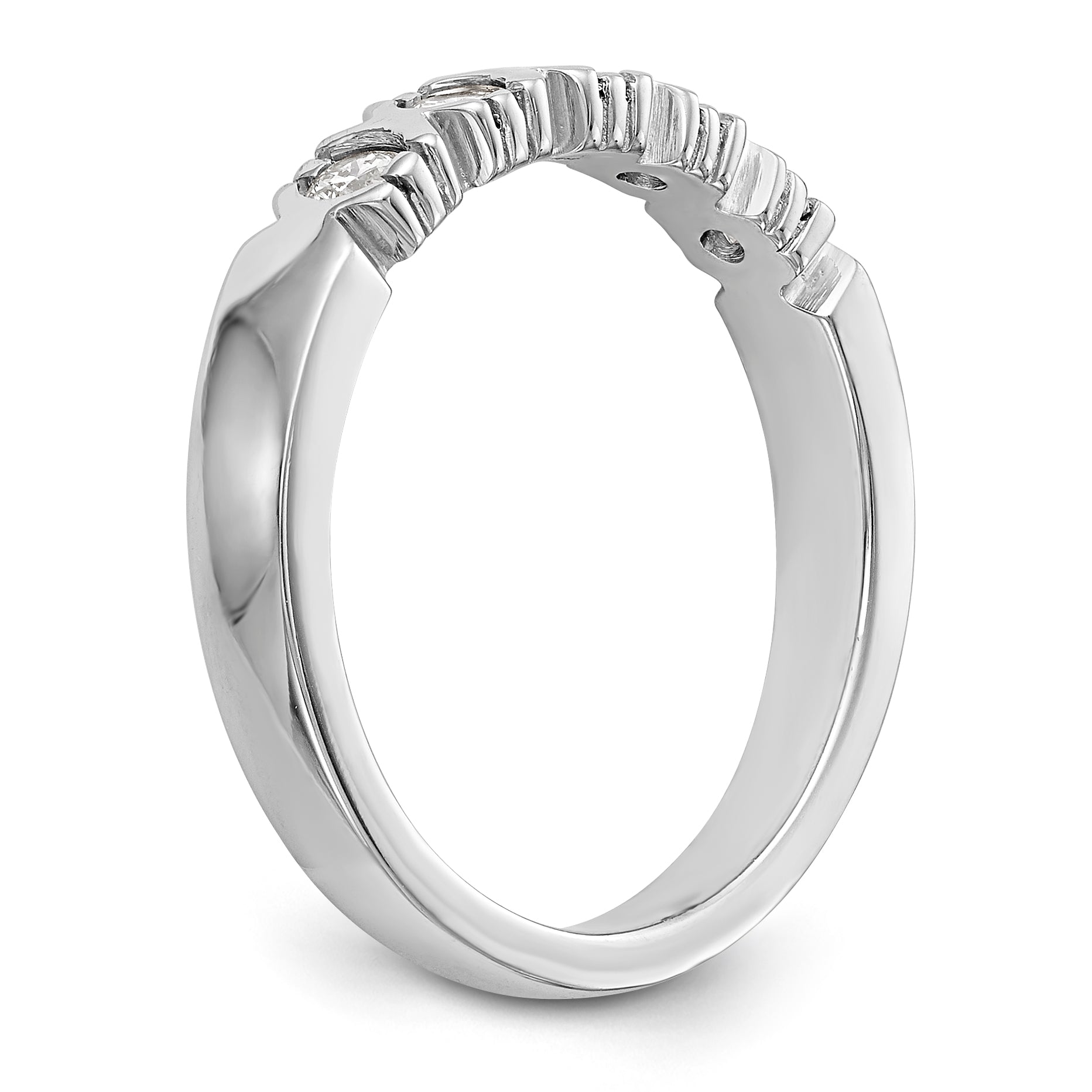14K Weißgold Ring mit 5 Diamanten