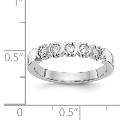 14K Weißgold Ring mit 5 Diamanten