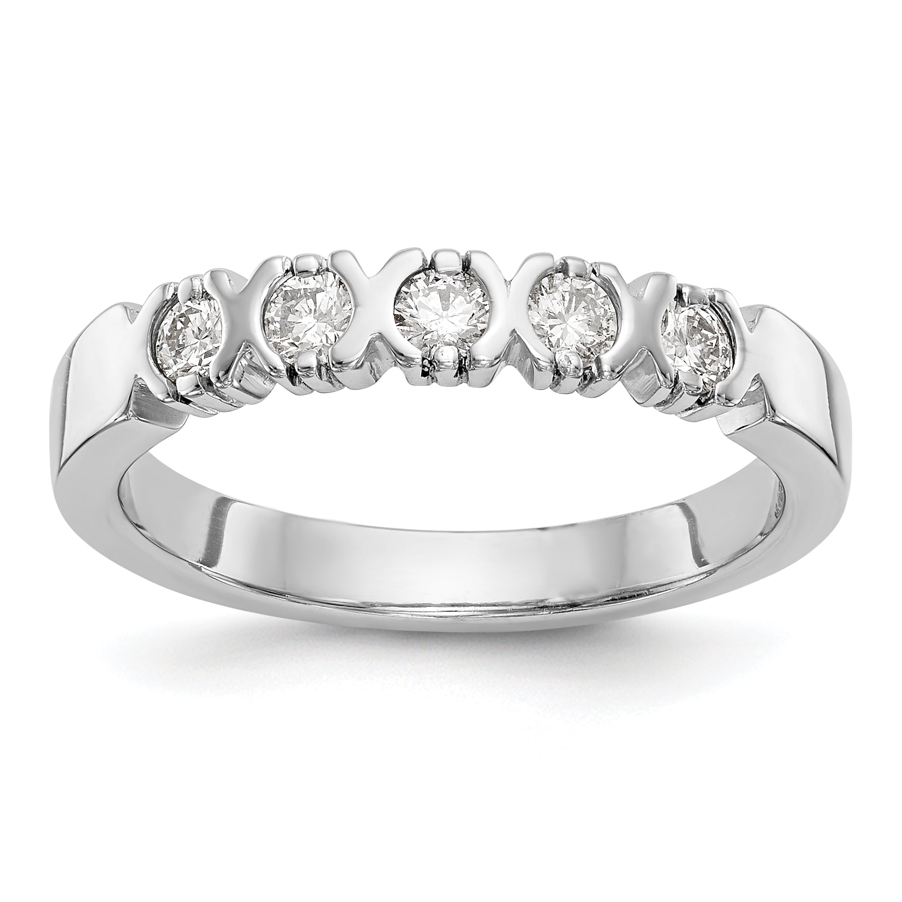 14K Weißgold Ring mit 5 Diamanten