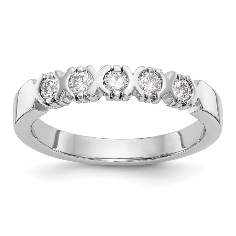 14K Weißgold Ring mit 5 Diamanten