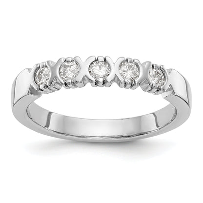 14K Weißgold Ring mit 5 Diamanten